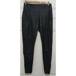 Athleta womens medium Delancey gleam moto leggings black leggings full length